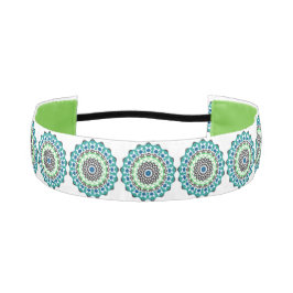 アクアライムグリーンマンダラパターかわいらしン防峰 アスレチックヘッドバンド