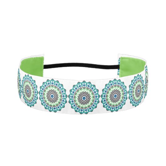 アクアライムグリーンマンダラパターかわいらしン防峰 アスレチックヘッドバンド (正面)