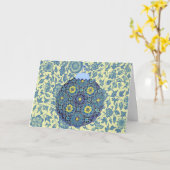 アクアライムフローラオーナメントクリスマスカード カード (黄色い花)