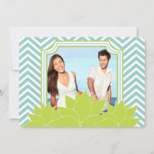 アクアライム多肉性モダン結婚タイポグラフィ 招待状 (裏面)