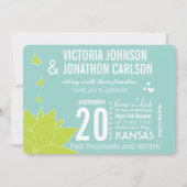 アクアライム多肉性モダン結婚タイポグラフィ 招待状 (正面)