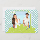 アクアライム多肉植物モダン タイポグラフィー結婚式 招待状 (裏面)