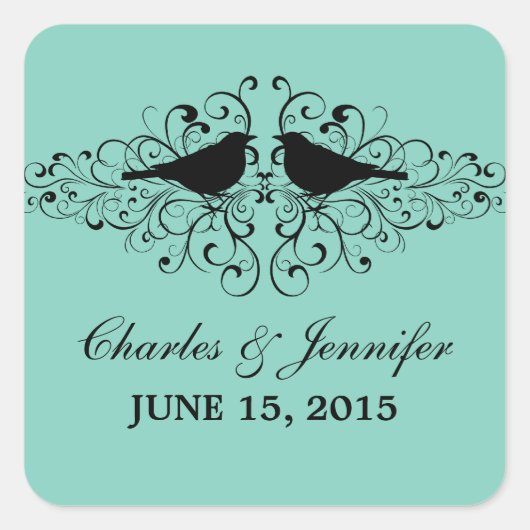アクアラブバード旋回結婚式用シール スクエアシール (正面)