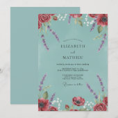 アクアラベンダー野の花の結婚式 招待状 (正面/裏面)