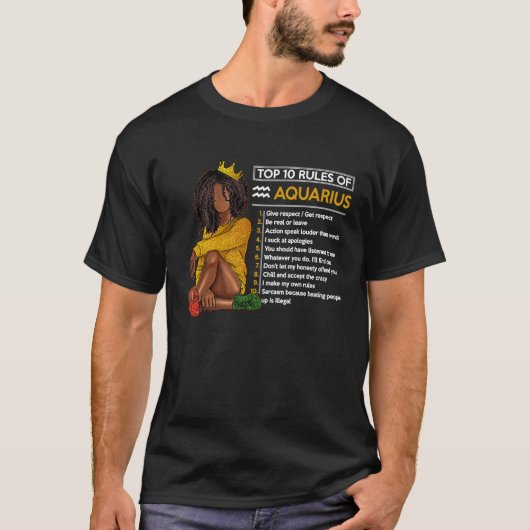アクアリおもしろいウス〔占星術の〕十二宮図徴候ホロスコーのトップ10規則 Tシャツ (正面)