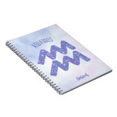 アクアリかわいらしウス星占いサインパパーソナライズされたープル ノートブック (右側)