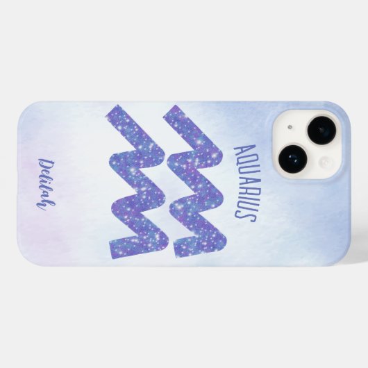 アクアリかわいらしウス星占いサインパパーソナライズされたープル Case-Mate iPhoneケース (裏面 (横))