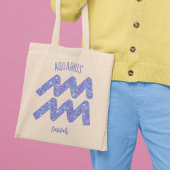 アクアリかわいらしウス紫色の星占いのサインパーソナライズされた トートバッグ