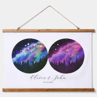 アクアリウスタウルパーソナライズされたスカップル占星術 吊り下げ型タペストリー