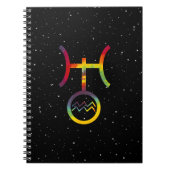 アクアリウス天王星プラネタリシンボル絞り染めジャーナル ノートブック (正面)