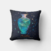 アクアリウス星座〔占星術の〕十二宮図水彩銀河系 クッション (正面)