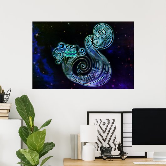 アクアリウス水上輸送機〔占星術の〕十二宮図ポスター ポスター (ホームオフィス)