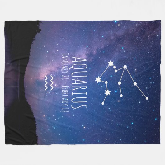 アクアリウス |〔占星術の〕十二宮図パーソナライズされた星座 フリースブランケット (正面(横))