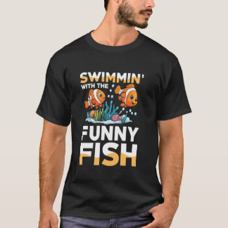 アクアリウムのための面白い魚と泳ぐ カウントフィッシュ Tシャツ