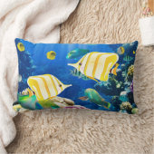 アクアリウムの海の海のビーチの魚の水中写真 ランバークッション (ブランケット)