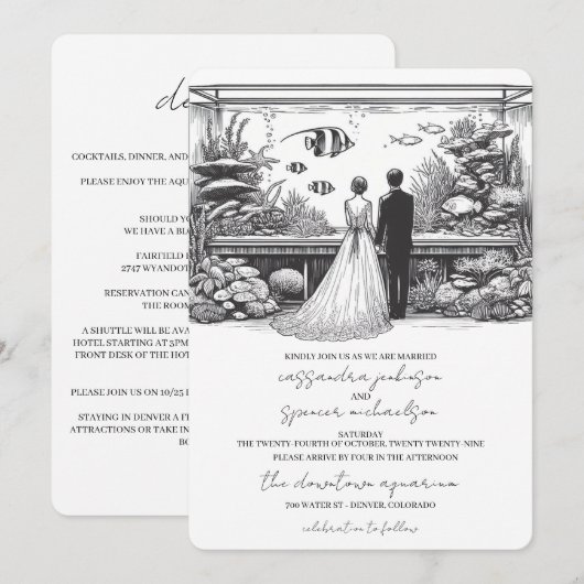 アクアリウムの結婚式の詳細 招待状 (正面/裏面)