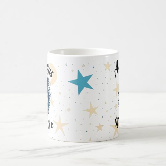 アクアリパーソナライズされたウス〔占星術の〕十二宮図サインキュートモノグラム コーヒーマグカップ (中央)