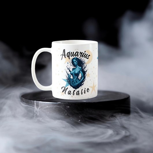 アクアリパーソナライズされたウス〔占星術の〕十二宮図サインキュートモノグラム コーヒーマグカップ