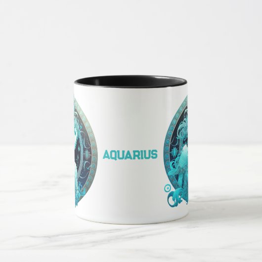 アクアリパーソナライズされたウス〔占星術の〕十二宮図星占い誕生日 マグカップ (中央)