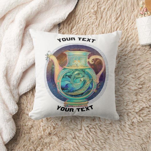 アクアリパーソナライズされたウス〔占星術の〕十二宮図標識 クッション (ブランケット)