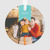 アクアリボン |休日パーソナライズされたの写真 オーナメント (裏面)