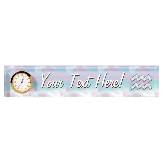 アクアリモダンウスのマザーオブパールスタイル デスクネームプレート (正面)