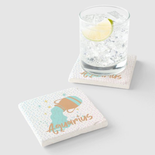 アクアリモダンウス水受け〔占星術の〕十二宮図 ストーンコースター (横)