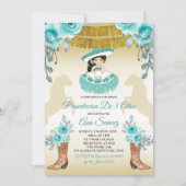 アクアルティール(緑がかった色)ターコイズ1ガールサード誕生日 招待状 (正面)