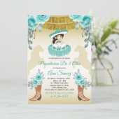 アクアルティール(緑がかった色)ターコイズ1ガールサード誕生日 招待状 (スタンド正面)