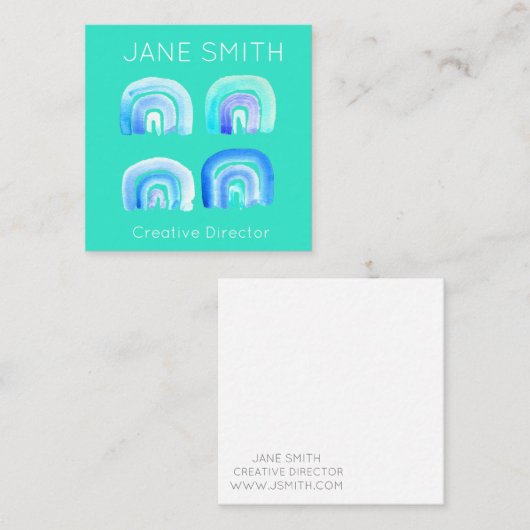 アクアレインボーモダンインスピレーションクリエイティブ業 スクエア名刺 (正面/裏面)