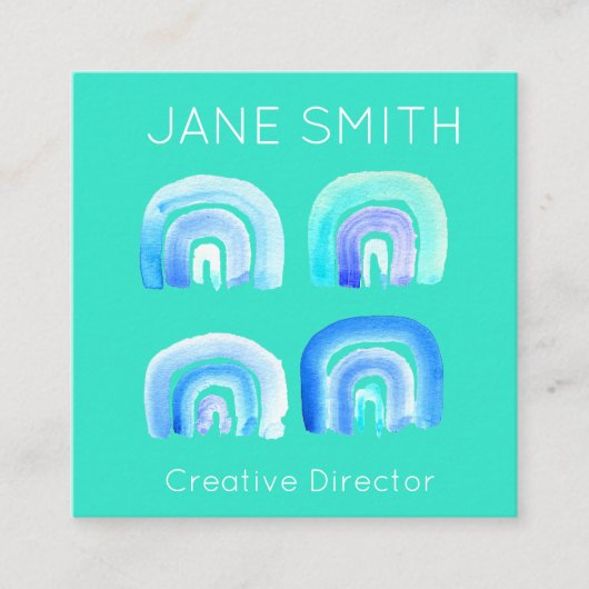 アクアレインボーモダンインスピレーションクリエイティブ業 スクエア名刺 (正面)