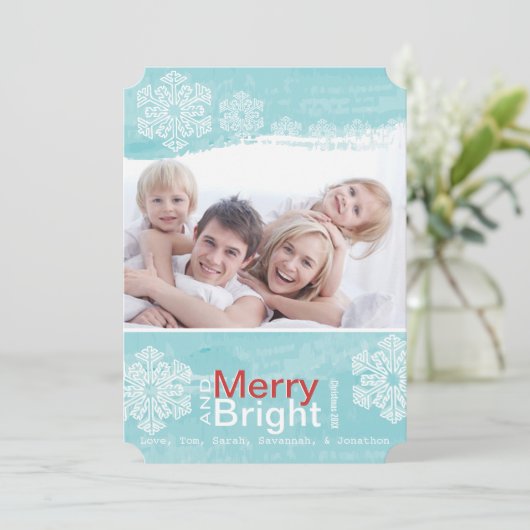 アクアレッドスノーフレークメリーブライトファミリーフォトカード シーズンカード (スタンド正面)