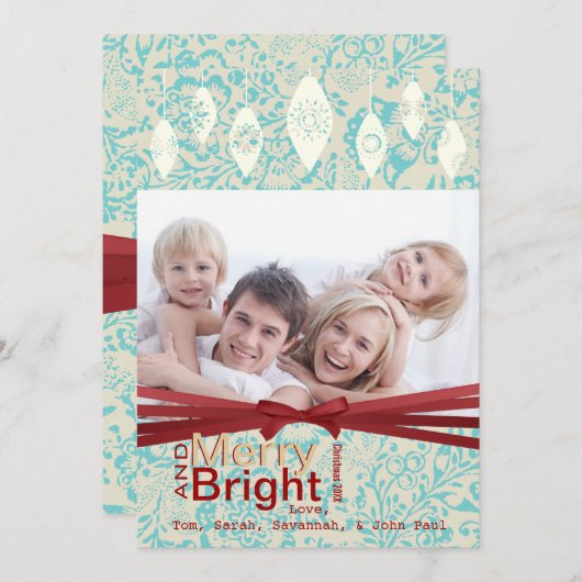 アクアレッドレトロメリーとブライトファミリーフォトカード シーズンカード (正面/裏面)