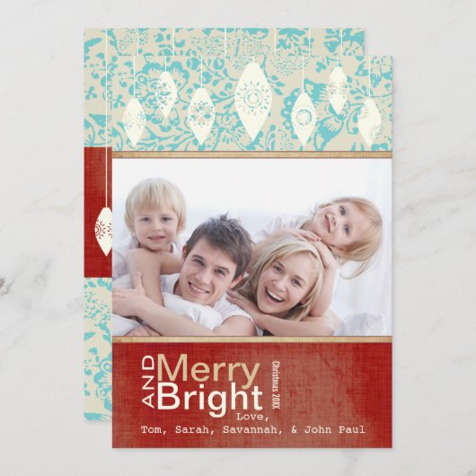 アクアレッドレトロメリーとブライトファミリーフォトカード シーズンカード (正面/裏面)