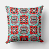 アクアレッド正方形パターン クッション (裏面)