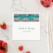 アクアレパーソナライズされたース結婚ナプキン スタンダードカクテルナプキン (インサイチュ)