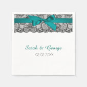 アクアレパーソナライズされたース結婚ナプキン スタンダードカクテルナプキン (正面)