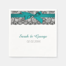 アクアレパーソナライズされたース結婚ナプキン