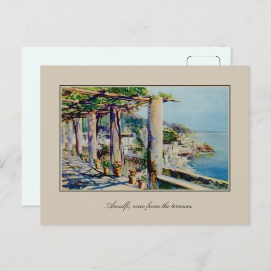 アクアレルウォーターカラーアマルフィサルエルノ湾 ポストカード (正面/裏面)