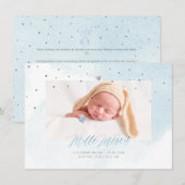 アクアレルコンフェッティ出産お礼 女の子 招待状 (正面/裏面)