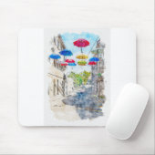 アクアレルスケッチアート。通り（多色のUMB） マウスパッド (マウス)