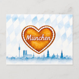 アクアレルスタイルとシルエットのジンジャーブレッドハート シーズンポストカード