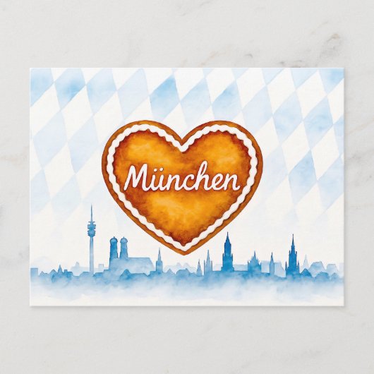 アクアレルスタイルとシルエットのジンジャーブレッドハート シーズンポストカード (正面)