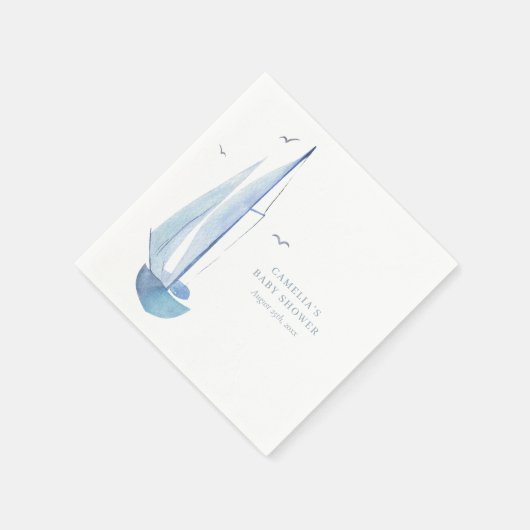 アクアレルセイボートベビーシャワーアホイボーイズ スタンダードカクテルナプキン (角)