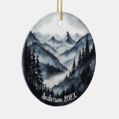アクアレルパーソナライズされたウォーターカラーマウンテンシーン セラミックオーナメント (右)