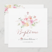 アクアレルフラワーズドゥポワスフェイレパートデバプテメ 招待状 (正面/裏面)