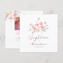 アクアレルフラワーズドゥポワスフェイレパートデバプテメ 招待状