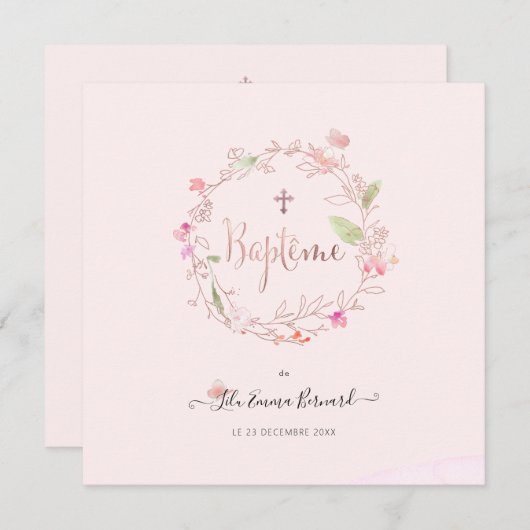 アクアレルプティスフラワーズファイアパートデバプテメ 招待状 (正面/裏面)