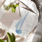 アクアレルミニマルセールボートベビーシャワーアホイボーイズ 招待状