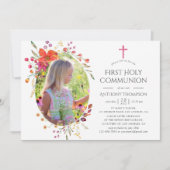 アクアレルワイルドフラワーファースト聖餐式 招待状 (正面)